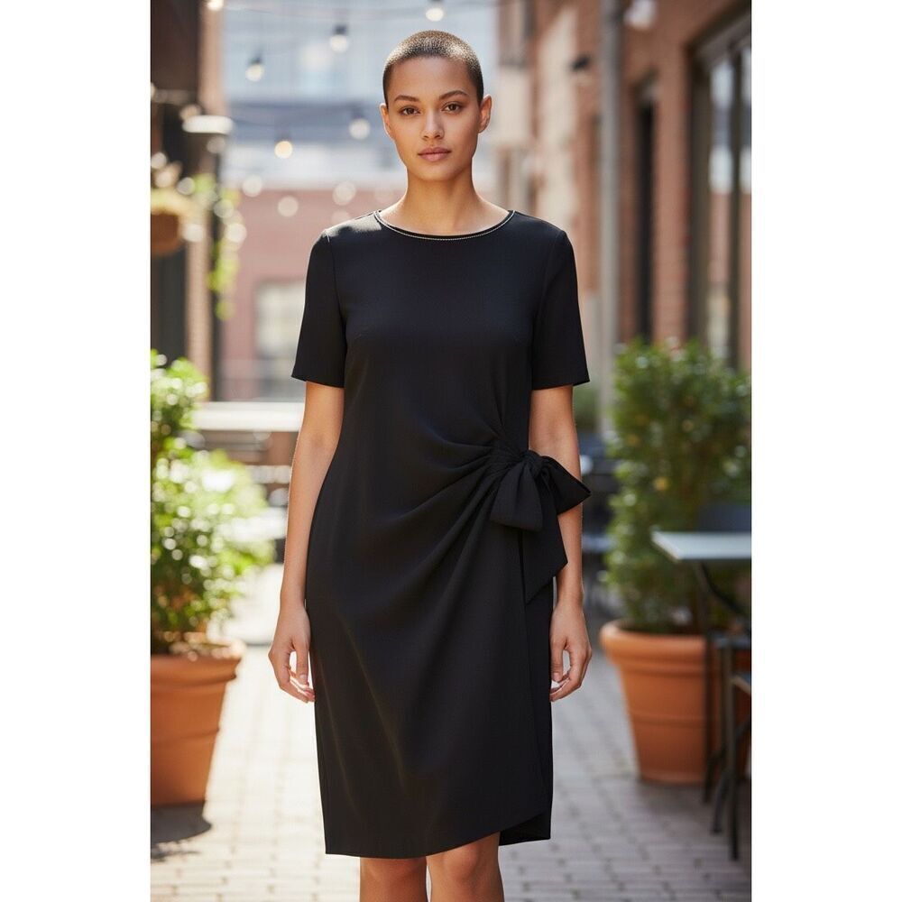 White House Black Market Side-Tie Knit Shift Dress Women’s Size M Elbow Length S